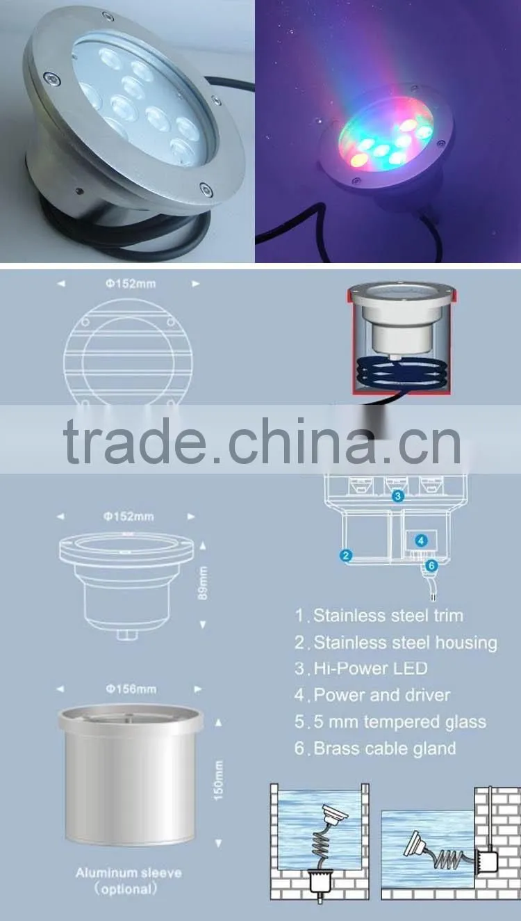 9 watt RGB LED underwater lights