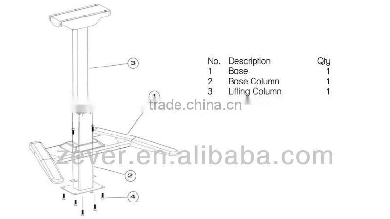 Single foot table leg height adjuster