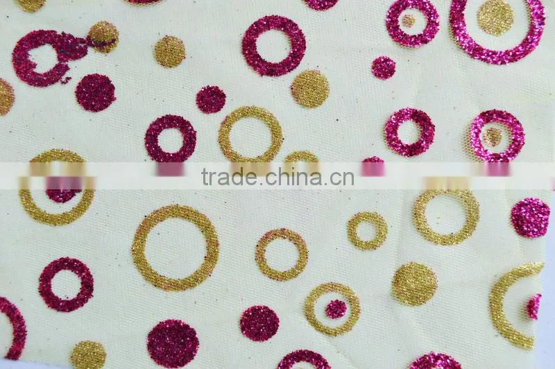 Polyester Metallic Printed Tulle Fabric for Dress and Decoration