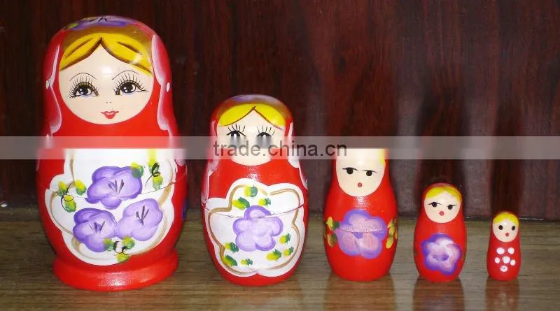 Hand painted wooden nesting russian matryoshka doll