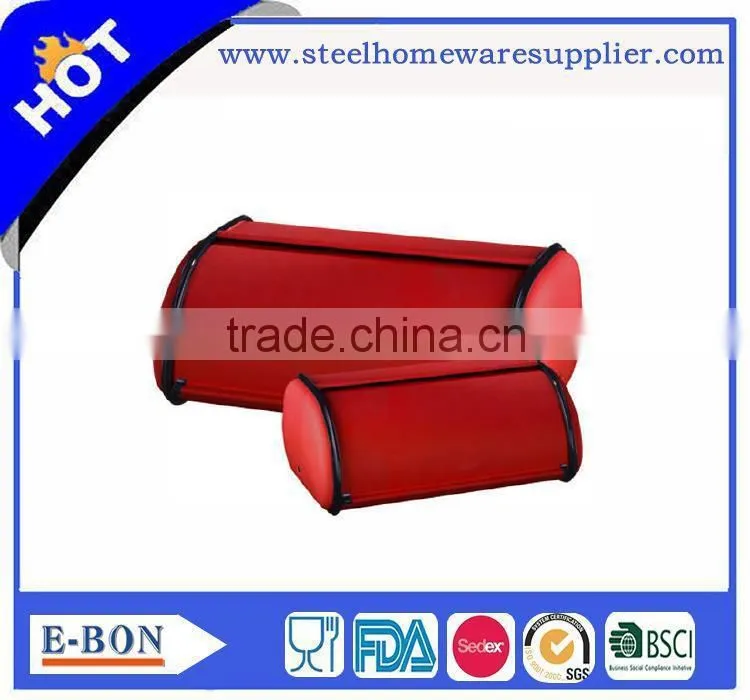Modern design red stainless steel bread bin