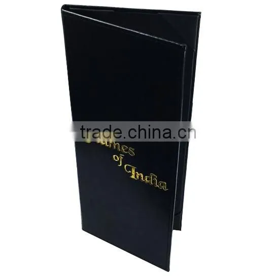 Custom Design Restaurant Menu Holder, PU Leather Cover Drink Menu Book/leather file folder