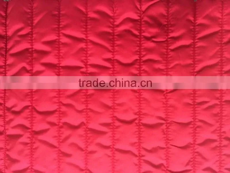 Fashion polyester stripe embroidered thermal padded fabric with quilting for down coats/jacket