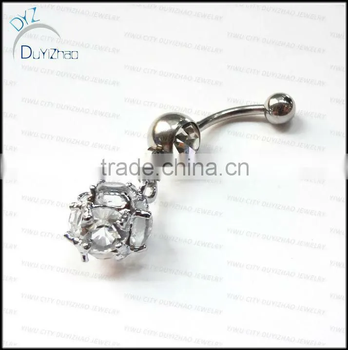 clear gemstone basketball navel belly ring cubic belly ring