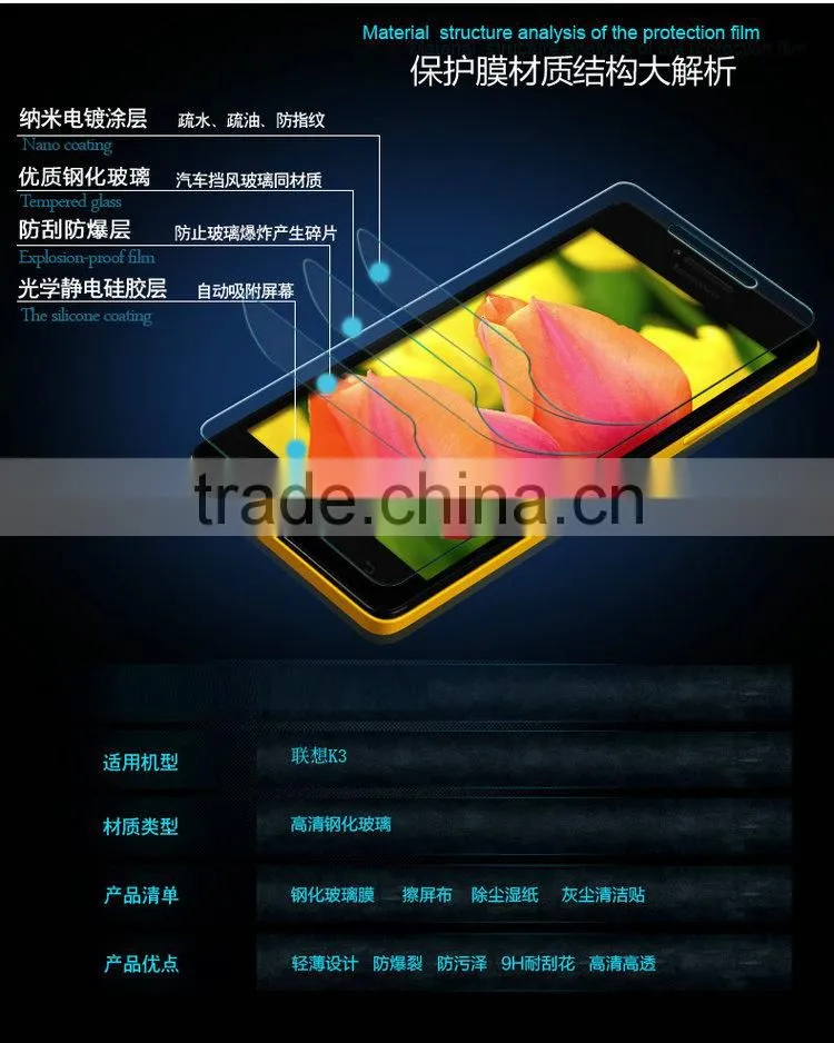 Color Tempered Glass Screen Protector For Lenove K4 Tempered Laminated Glass Film