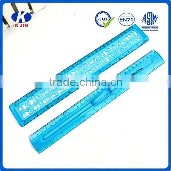 Factory supplies kids cute plastic stencil ruler with blue color