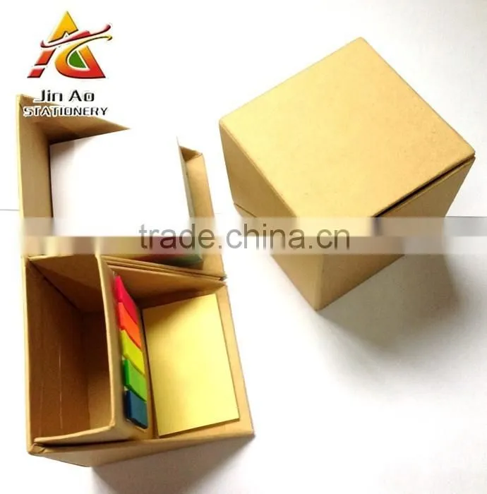recycled cube with sticky notes