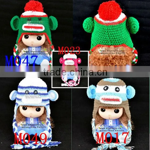 efan tuque hand knit earflap infant toddler animal monkey caps crochet baby winter hat 2013 acrylic beanie minions