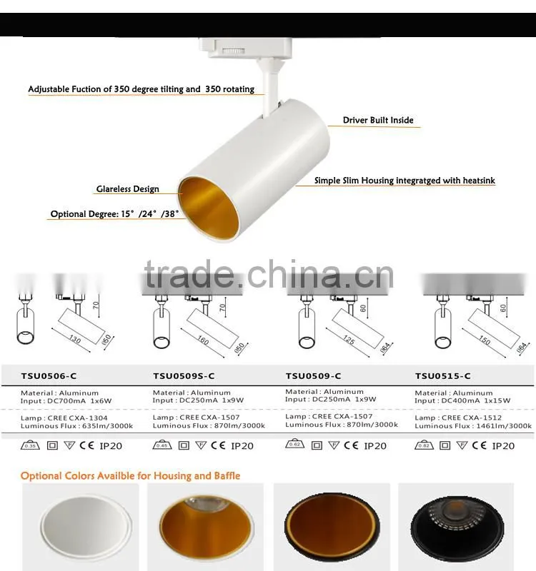 Dimmable and adjustable CCT COB led track light
