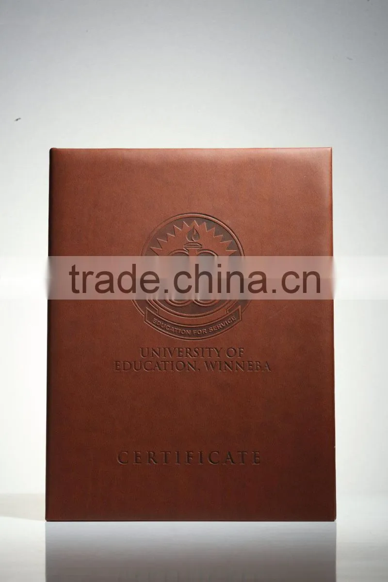 top quality leather material diploma cover promotional diploma cover custom diploma cover with custom hot stamped logo