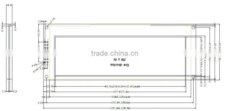 5.5 -inch OLED 256 * 64 LCD display (yb25664-256)