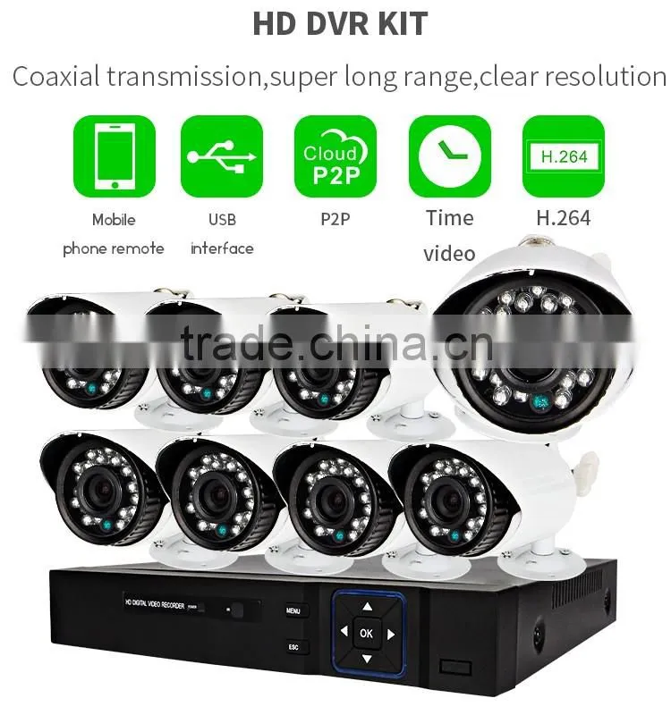 Vitevison security camera system with IR waterproof dvr camera of H.264 8ch CCTV DVR Kit