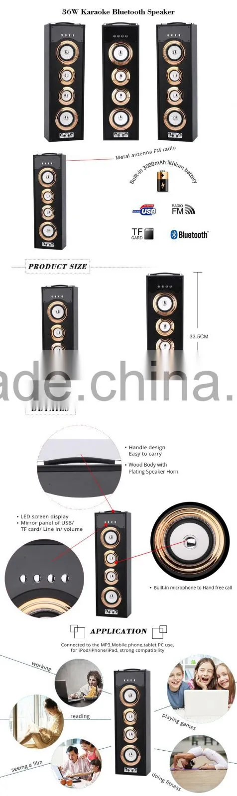 BBQ KBQ-707 36W 3000mAh Bluetooth Outdoor Speaker with Wireless Mic