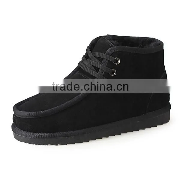 Soft leather warm fur linined men european style snow boots