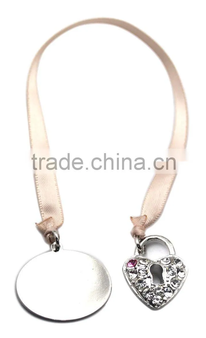 custom metal flower shaped Bookmarks with Ribbon, Made of Alloy and Crystal
