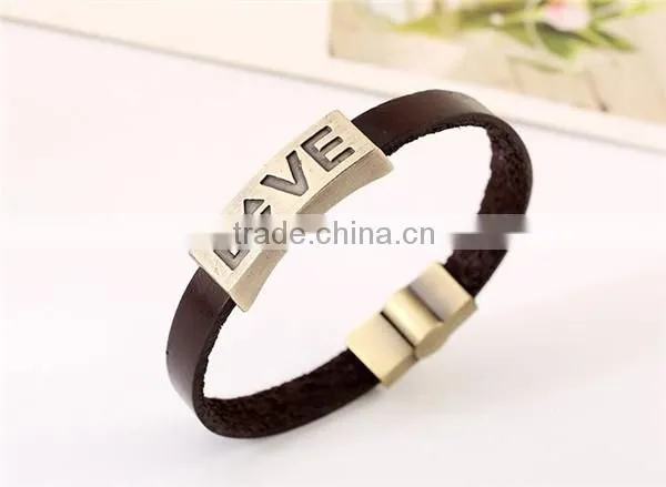 Korean fashion love couple leather wrap bracelet wholesale