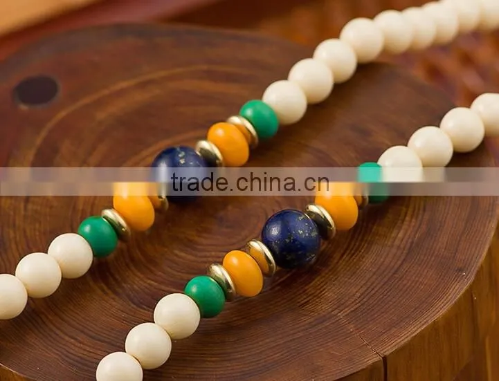 6mmx108Beads Women's Men's Artificial Hippopotamus Tooth Round Beads Bracelet