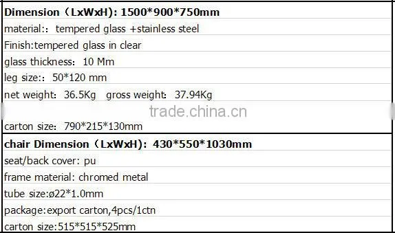 2016 hot sale fashion glass antique white dining room furniture sets