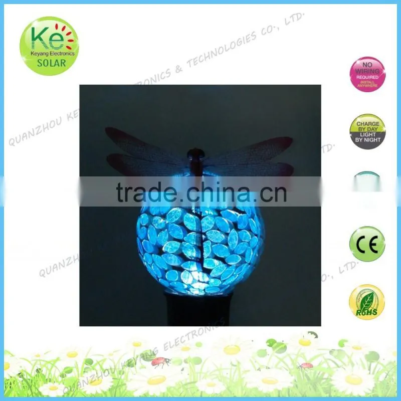 Glass ball with dragonfly courtyard light solar garden light