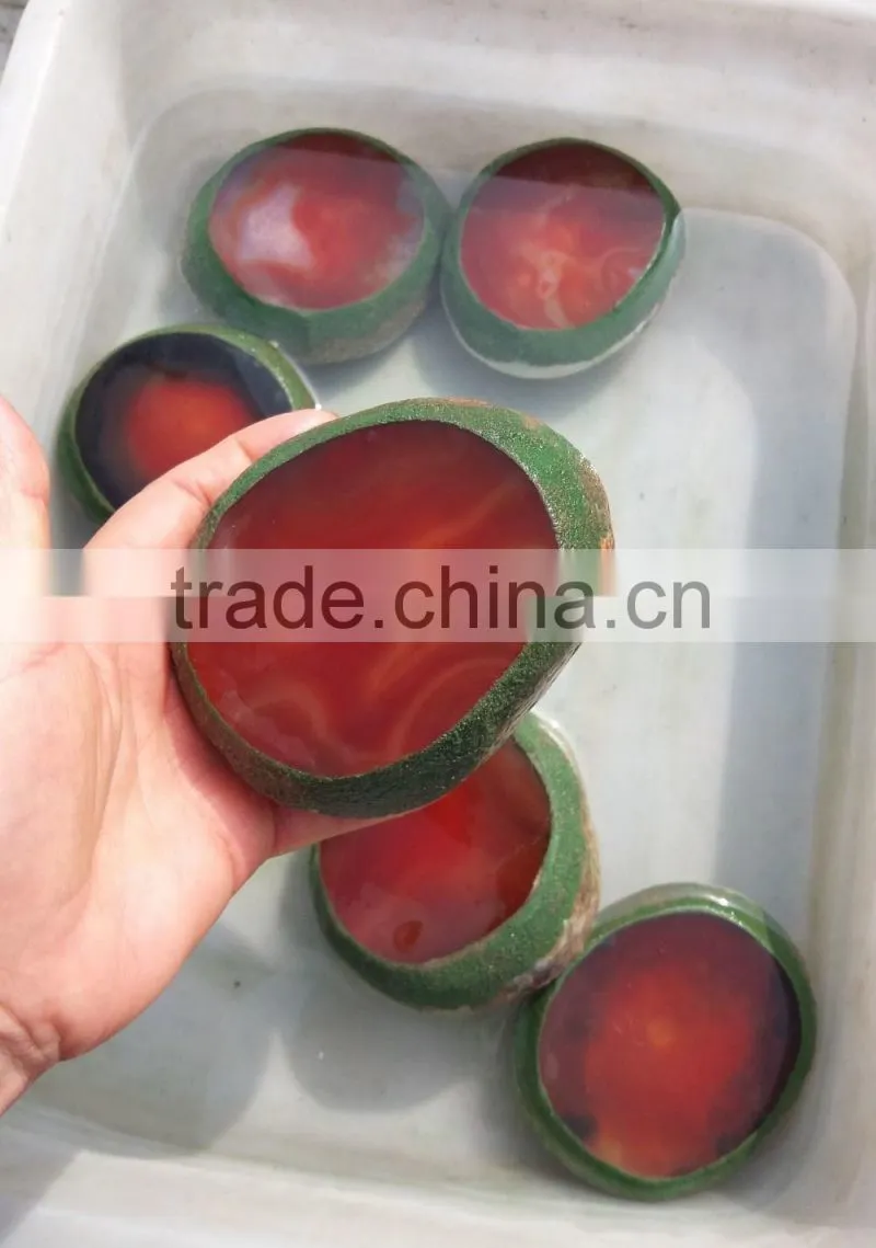 beautiful natural Amazing water bile agate geode with native water inside red agate stone