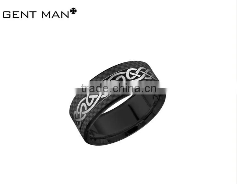 wholesales high Polish Titanium Rings black plating Wedding Band for Men carbon fiber titanium ring band