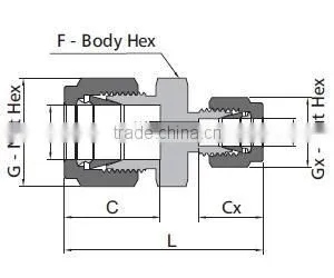 SS316 Gas Union Compression Fitting