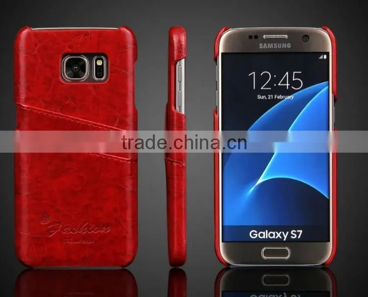 High Quality Oil-wax Leather Case with Card Slot Leather Back Cover Cases For Samsung Galaxy S7 / Galaxy S7 Edge