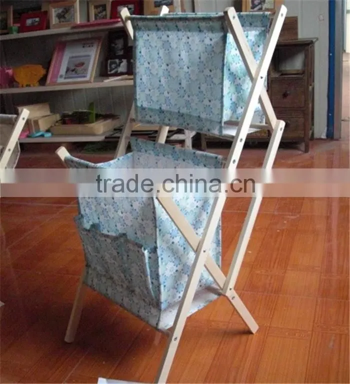 Folding wooden structure fabric gadget organizer