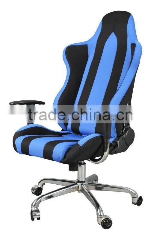 HC-R005 blue office swivel racing chair with steel arm rest