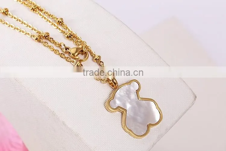 China top wholesale fashionable teddy bear shell gold long chain necklace