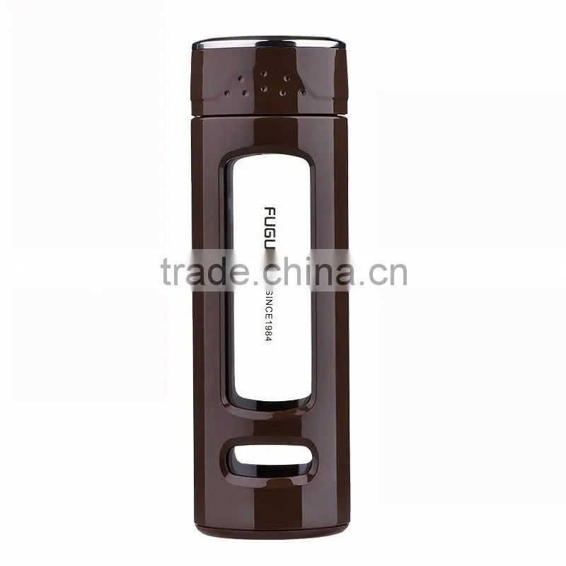 Dishwasher Safer Wide Mouth BPA-Free White 400 ml Glass Fliter Water Bottle With Lid