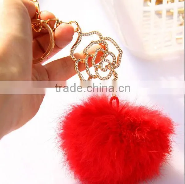 2014 Rose Flower with Ball Pendant Keychain , Bag Pendant ZTKC-175