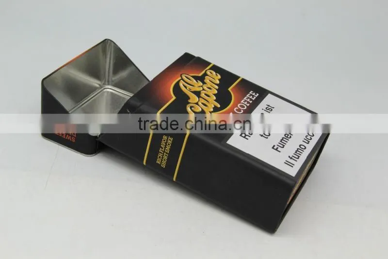 Manufacturer Coffee Metal Tins in Cool Cigarette Case Shape