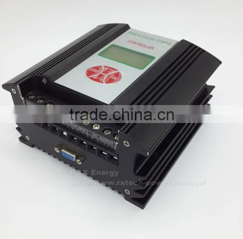 PWM 24V wind/solar hybrid controller with monitoring software, LCD display 400w rated, 600w max charge controller with RS232