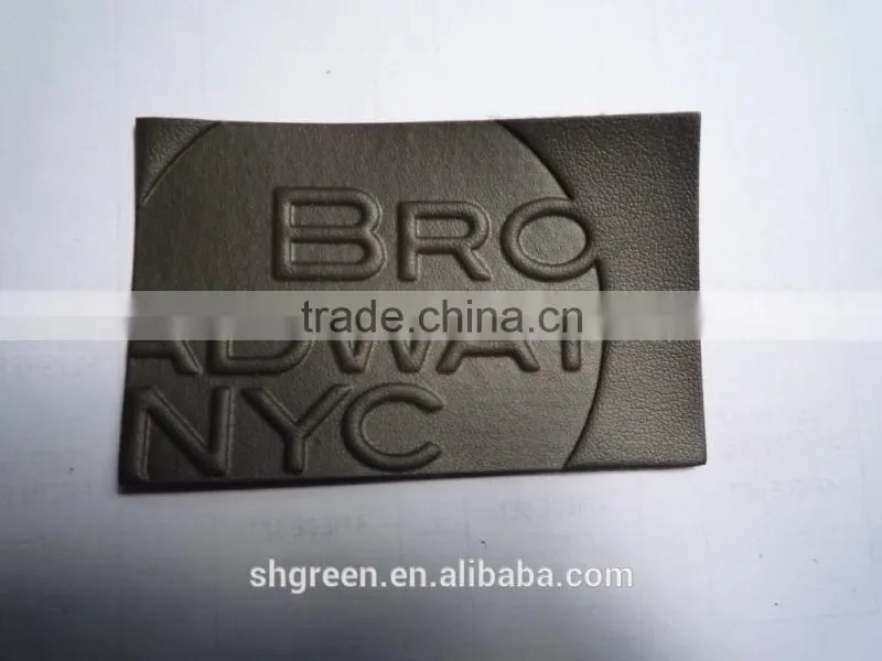 Washable debossed branded leather patch,fake leather label for jeans