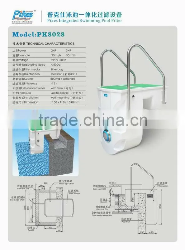 Acrylic Wall Hung Integrated Auto Filter for Family Pools PK8028