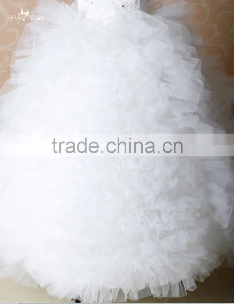 FG6 Real Sample Pictures Puffy Tulle Skirt Gold Flower Baby Girls Long Children Wedding Dresses