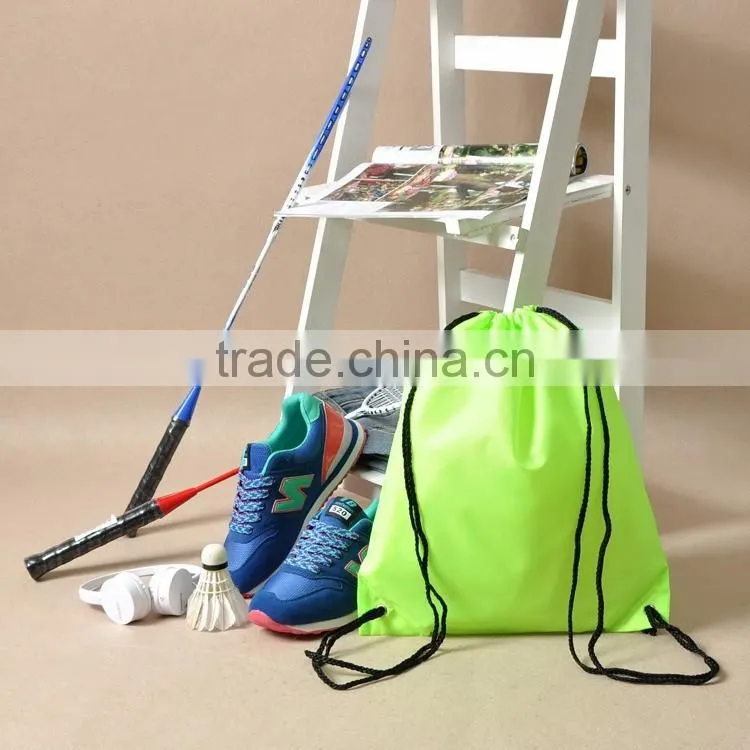 Logo printable 210T Nylon sports shoes bag riding Backpack waterproof drawstring backpack