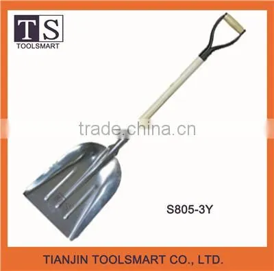 hand steel snow shovel with wooden handle