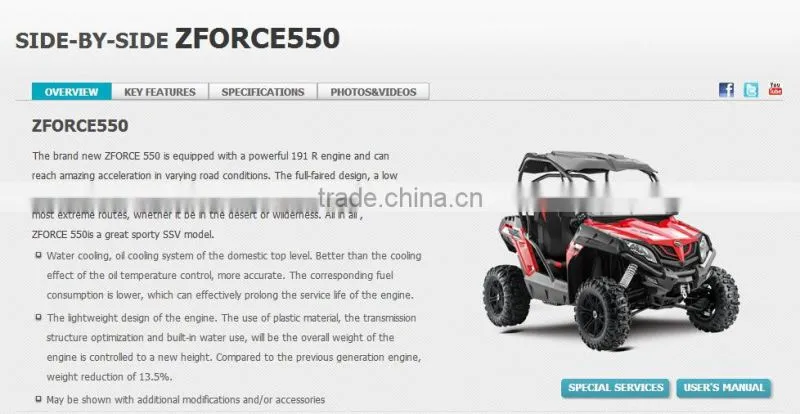 CFMOTO 500cc side by side 4x4 UTV 4x4 ATV for sale, Z550