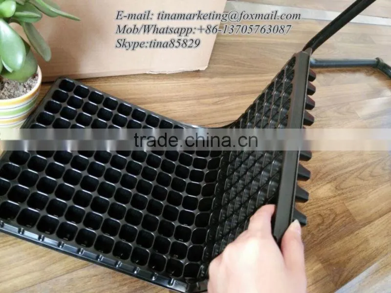Not Coated Black PS Material Plastic Nursery Plant Seed Starting Tray 200 Cell,Plastic Seedling Germination Tray for Farm Using