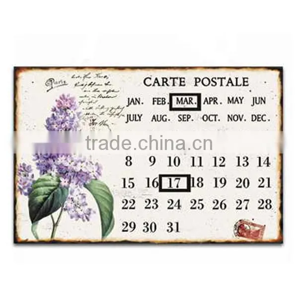 Decorative Vintage Metal Sign Antique Metal Plaque Calendar Metal Wall Plaque