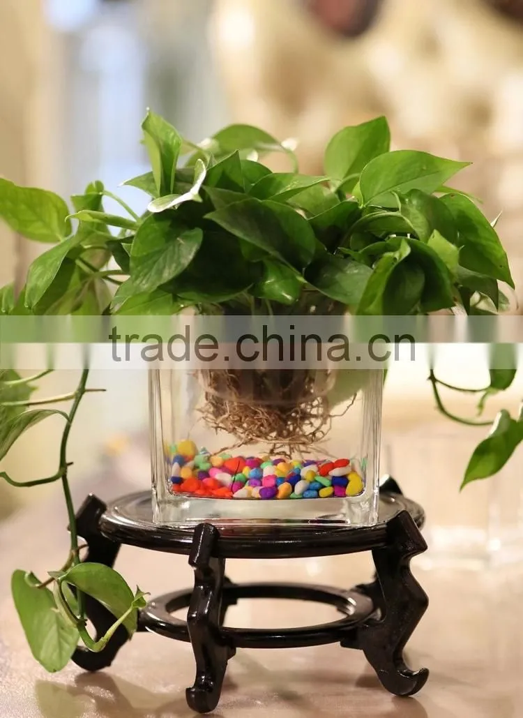 hot sale hand blown square glass vase