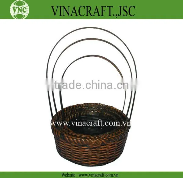 Black flower bamboo basket for wedding