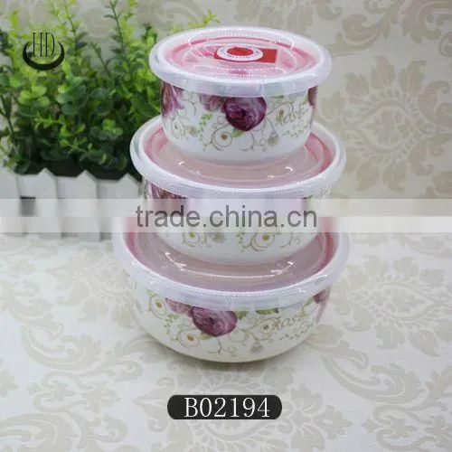 ceramic fresh seal bowl microwave safe bowl,3pcs porcelain preservation bowl