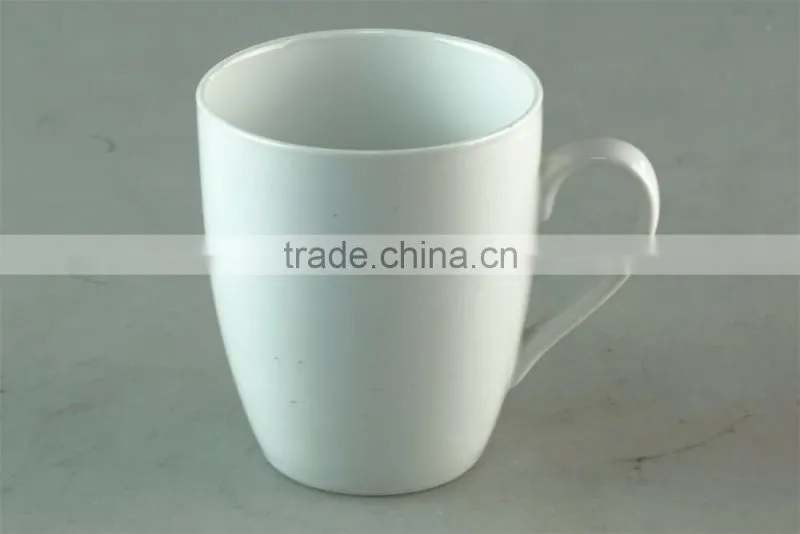 Cheap stocked white round ceramic cup ,coffee cup with handle