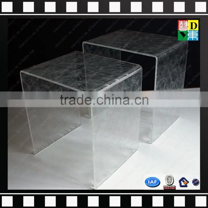 Clear acrylic u-shaped table homemade coffee table from shenzhen yidong