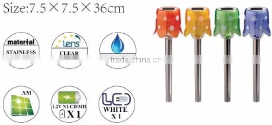 16-PC Mixed PDQ Mini Floral Tulip Top Solar Decorative Path Light