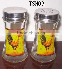 2016 nice clear cylinder miniature glass bottles/glass spice bottle with decal
