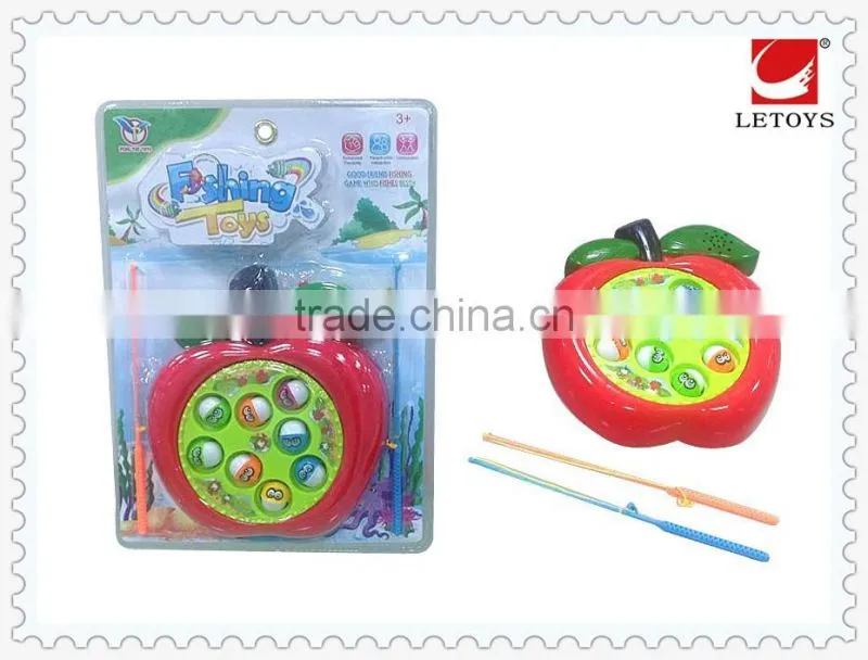 hot sale plastic apple shape fishing game toys with music for kids